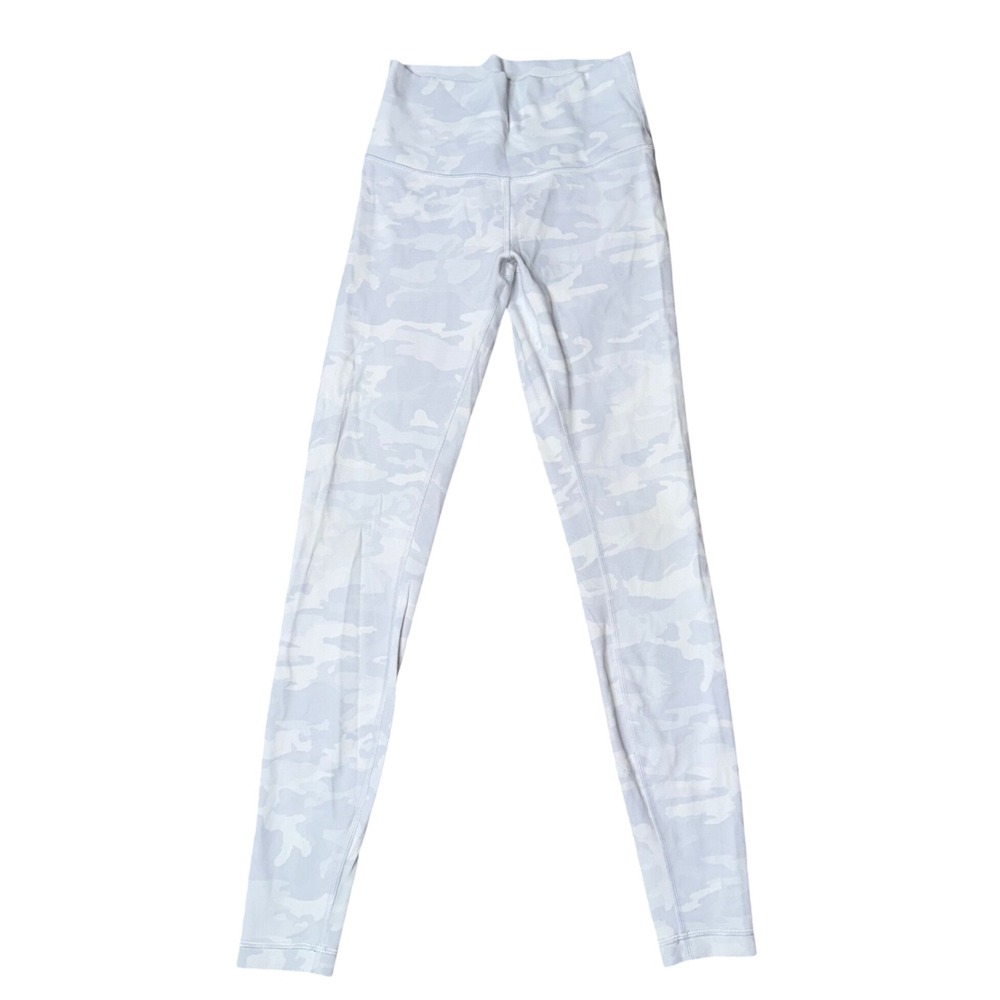 Lululemon Wunder Under Leggings Womens 6 White Camo High Rise Full Length